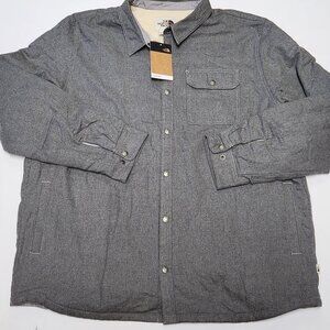 Mens North Face Campshire Shirt 3XL Sherpa Lined Snap Shirt Jacket Gray New